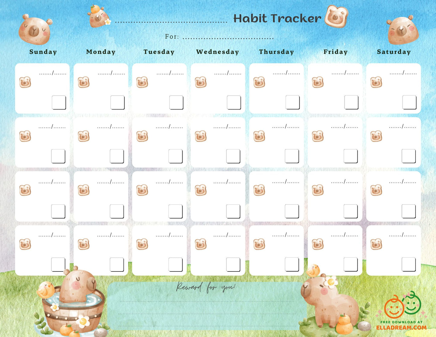 Fill-in-the-Blank Habit Tracker Free Download