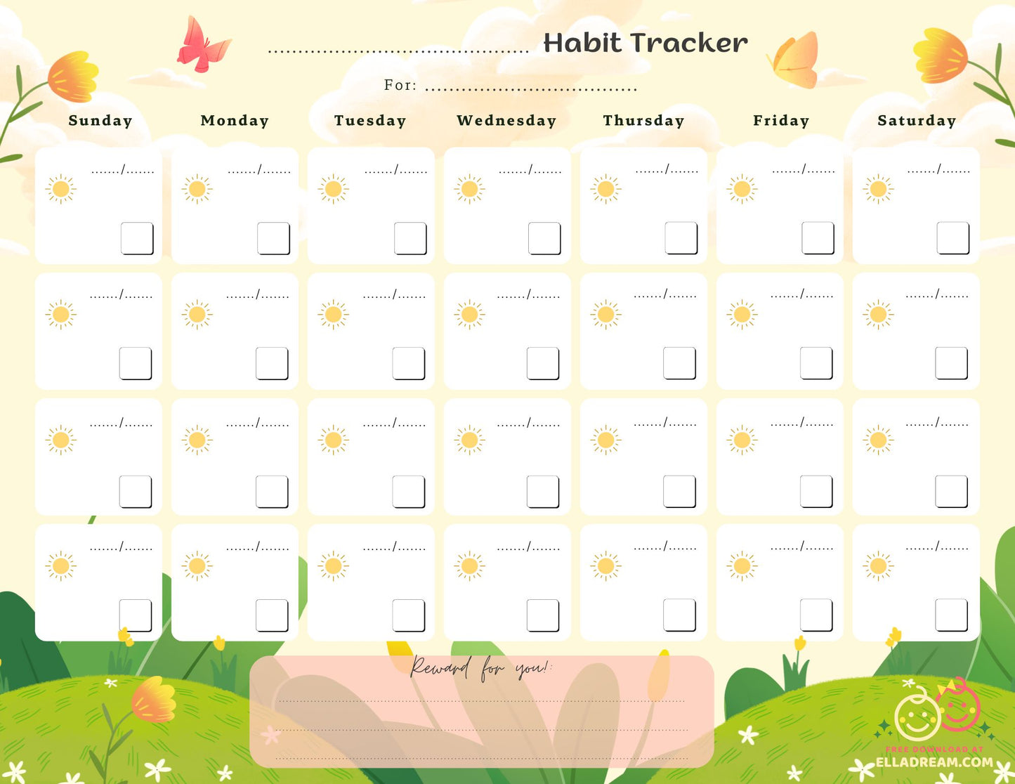 Fill-in-the-Blank Habit Tracker Free Download