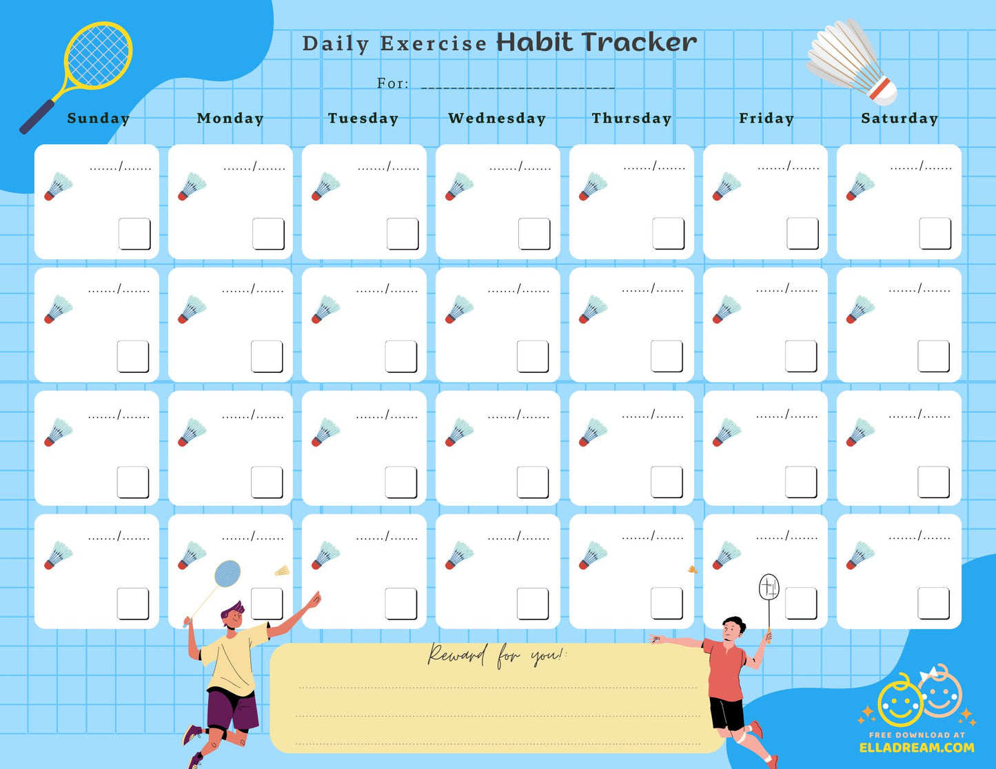 Daily Exercise Habit Tracker Free Download
