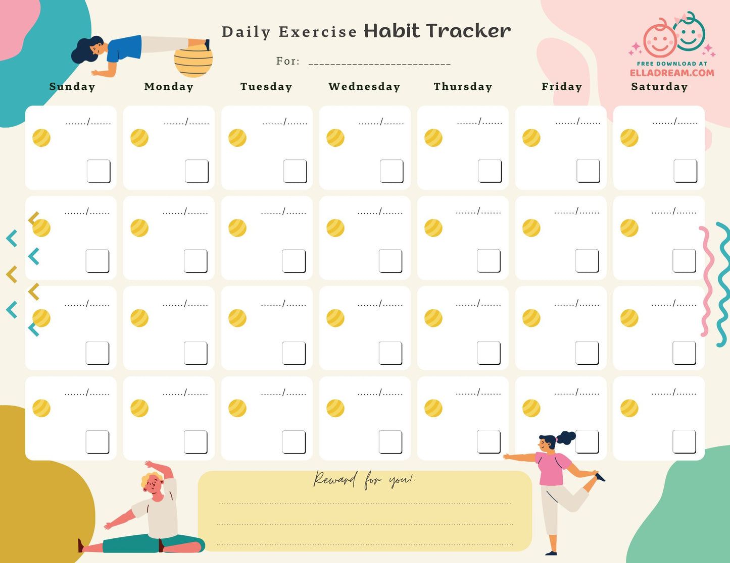 Daily Exercise Habit Tracker Free Download