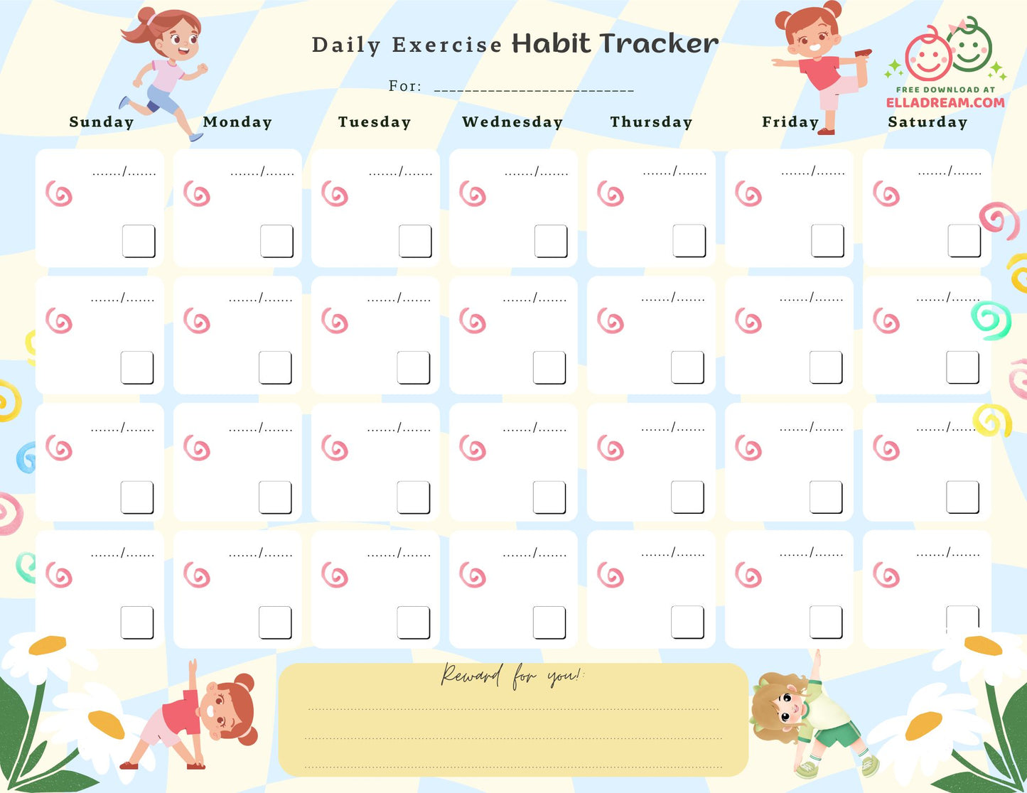 Daily Exercise Habit Tracker Free Download
