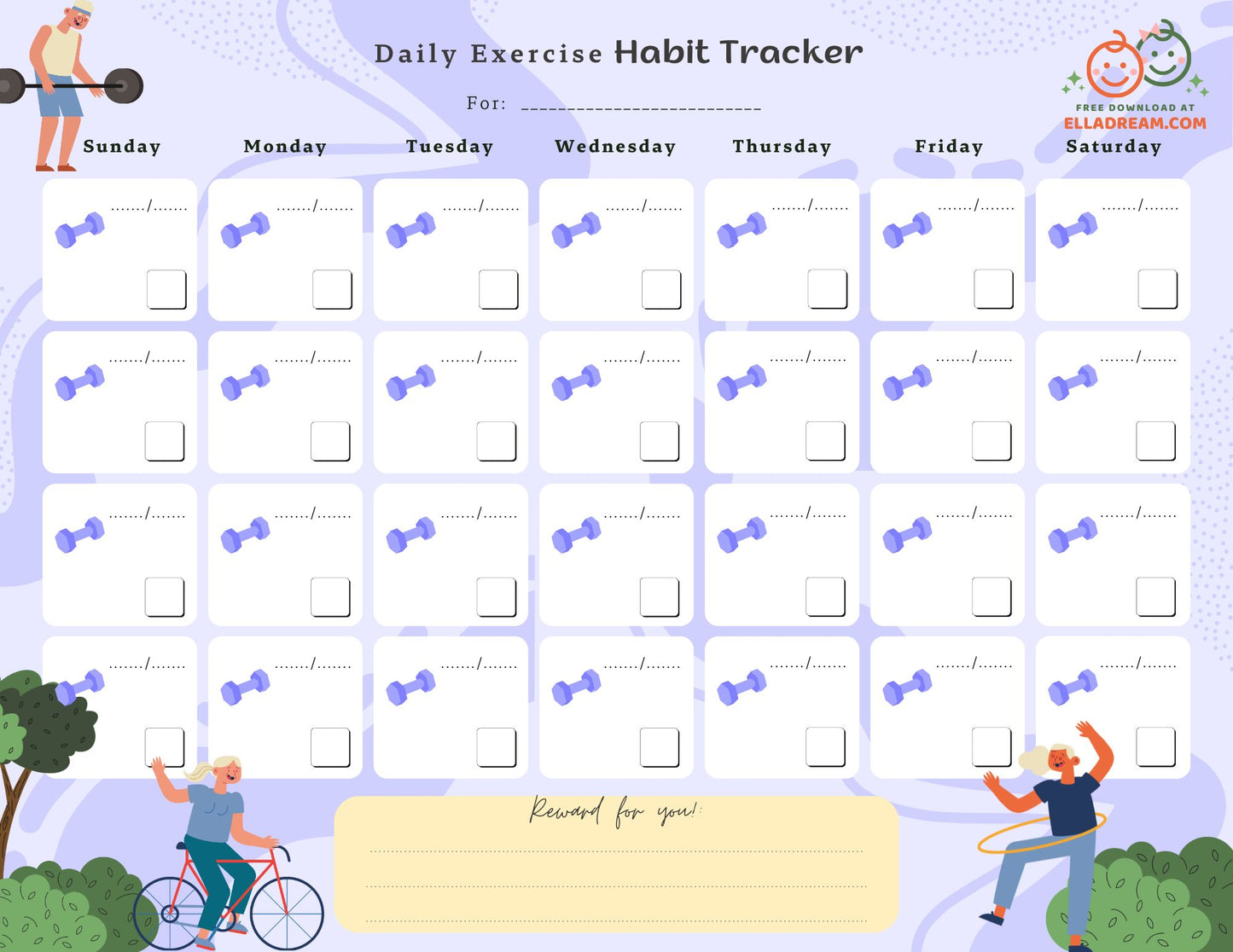 Daily Exercise Habit Tracker Free Download