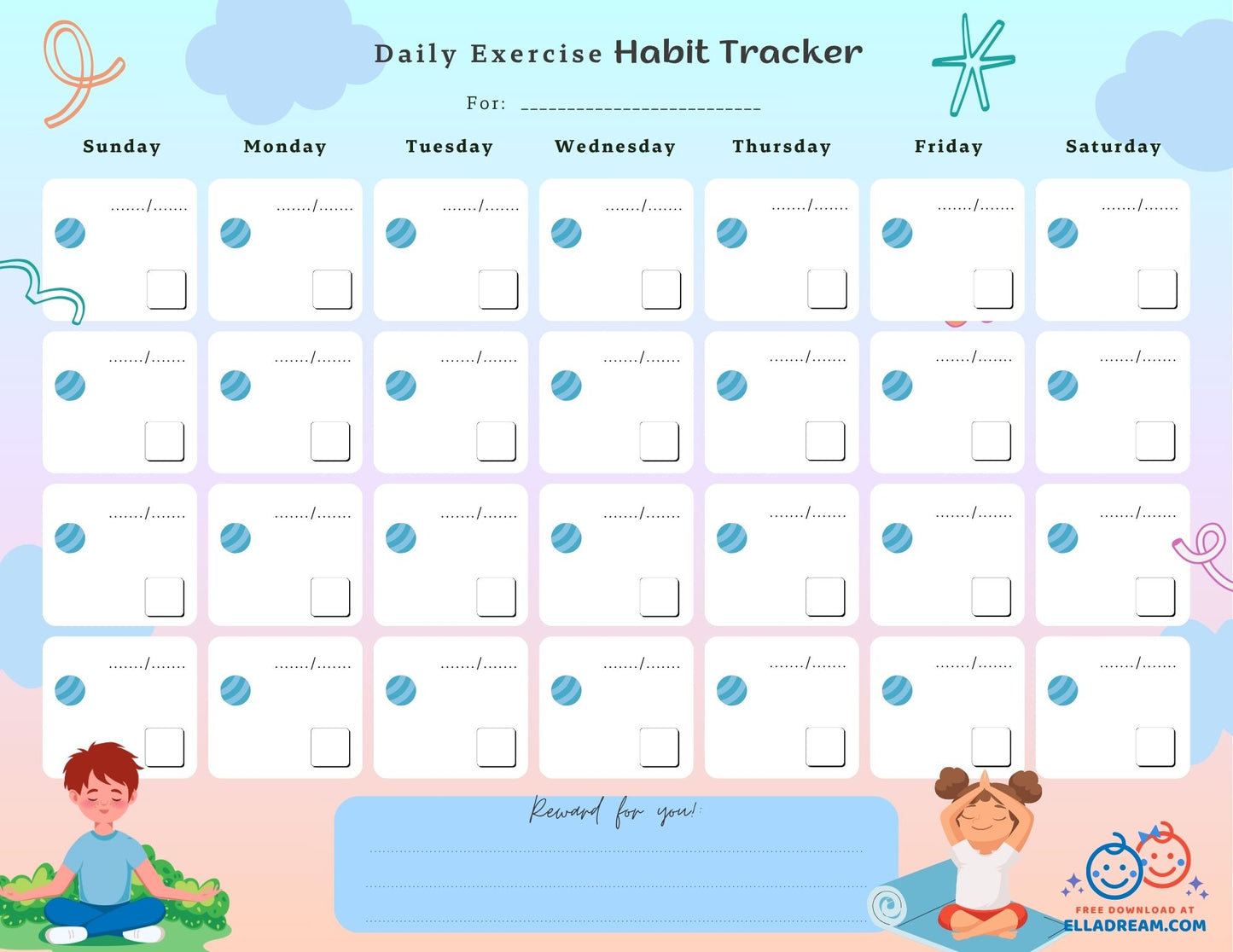 Daily Exercise Habit Tracker Free Download