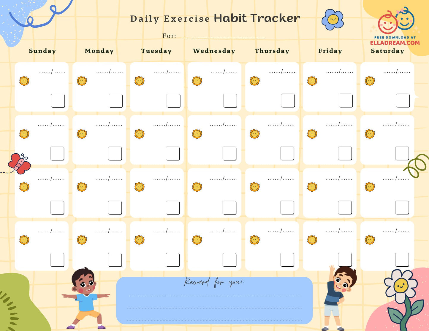 Daily Exercise Habit Tracker Free Download