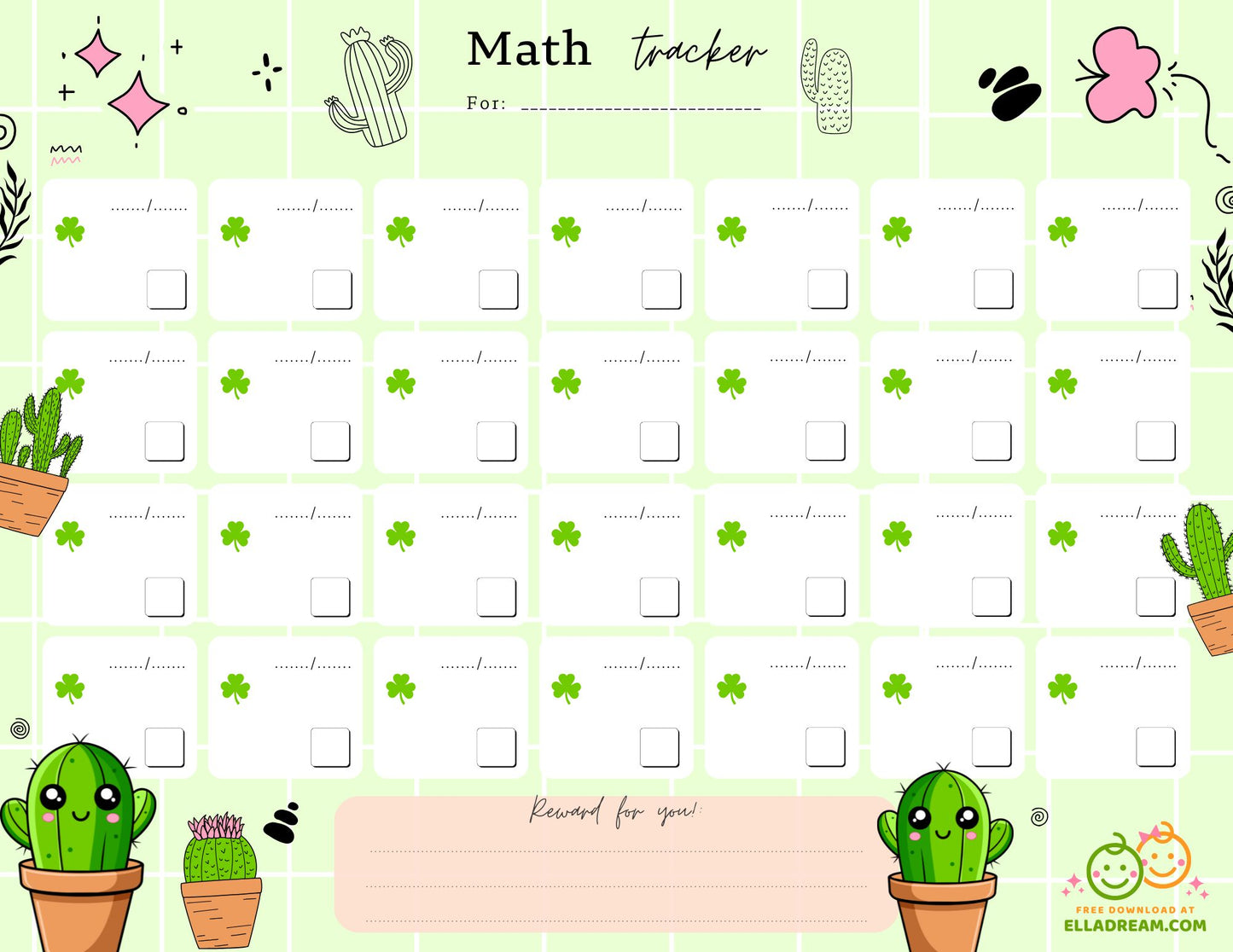 Daily Math Habit Tracker Free Download
