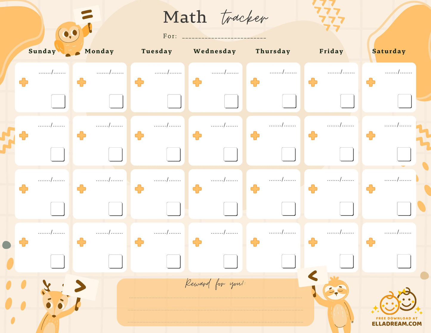 Daily Math Habit Tracker Free Download