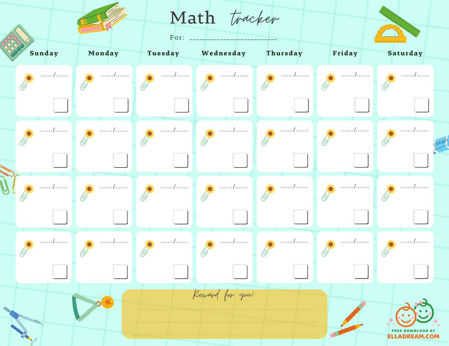 Daily Math Habit Tracker Free Download