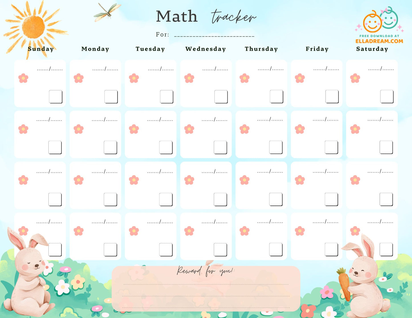 Daily Math Habit Tracker Free Download