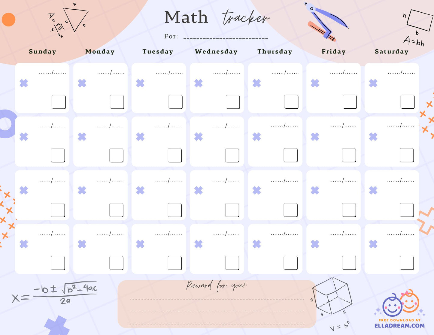 Daily Math Habit Tracker Free Download