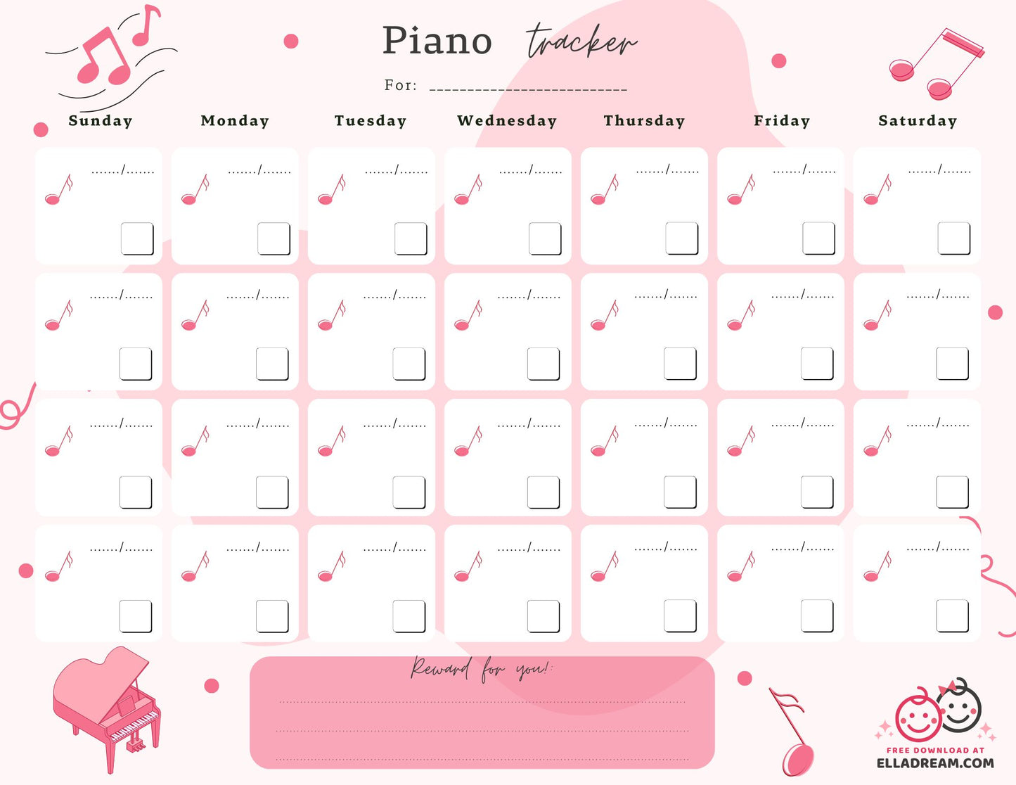 Piano Practice Habit Tracker Free Download