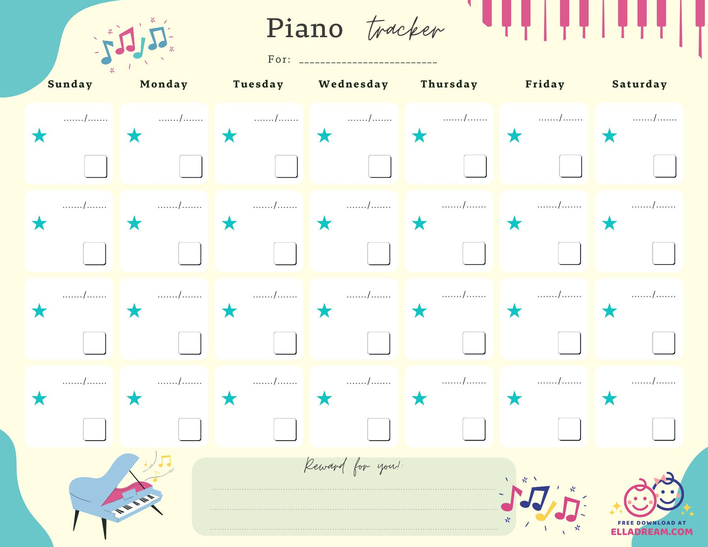 Piano Practice Habit Tracker Free Download