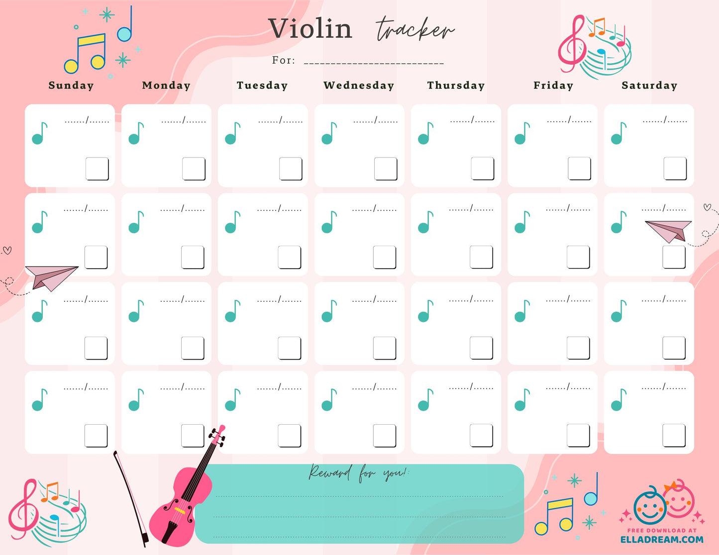Violin Practice Habit Tracker Free Download