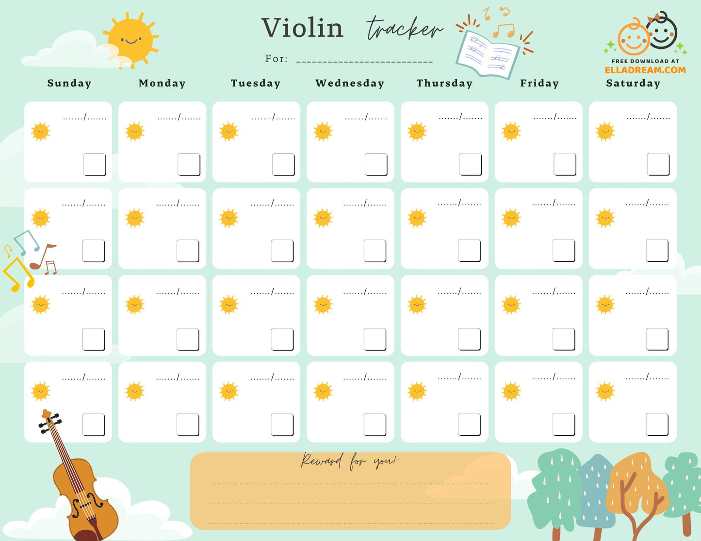 Violin Practice Habit Tracker Free Download