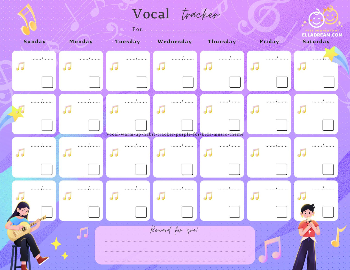 Daily Vocal Warm-up Habit Tracker Free Download