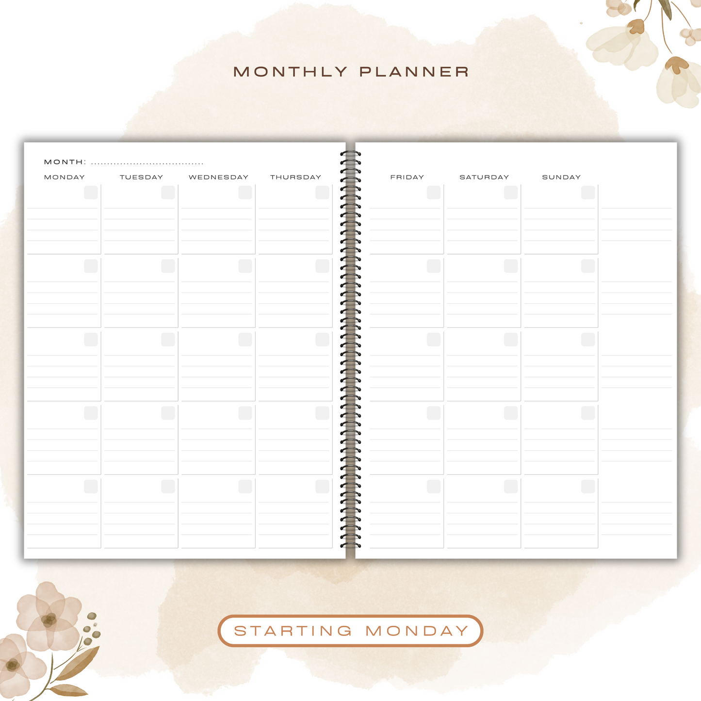 FEATHER 7 DAY PLANNER AND APPOINTMENT BOOK_BLACK AND WHITE