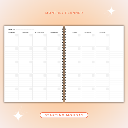 FLOWERS 7 DAY PLANNER AND APPOINTMENT BOOK_BLACK AND WHITE