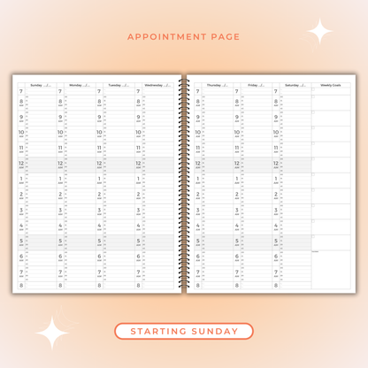 FLOWERS 7 DAY PLANNER AND APPOINTMENT BOOK_BLACK AND WHITE