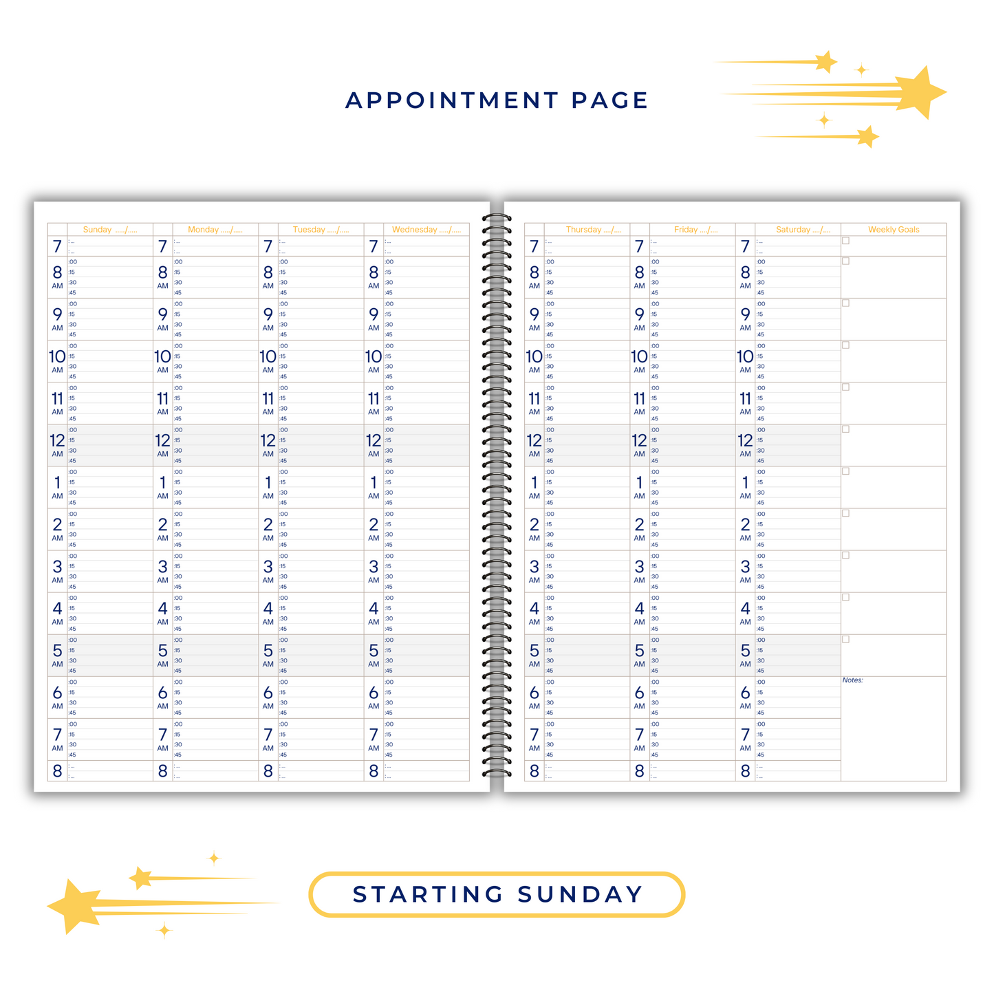 BLUE 7 DAY PLANNER & APPOINTMENT BOOK