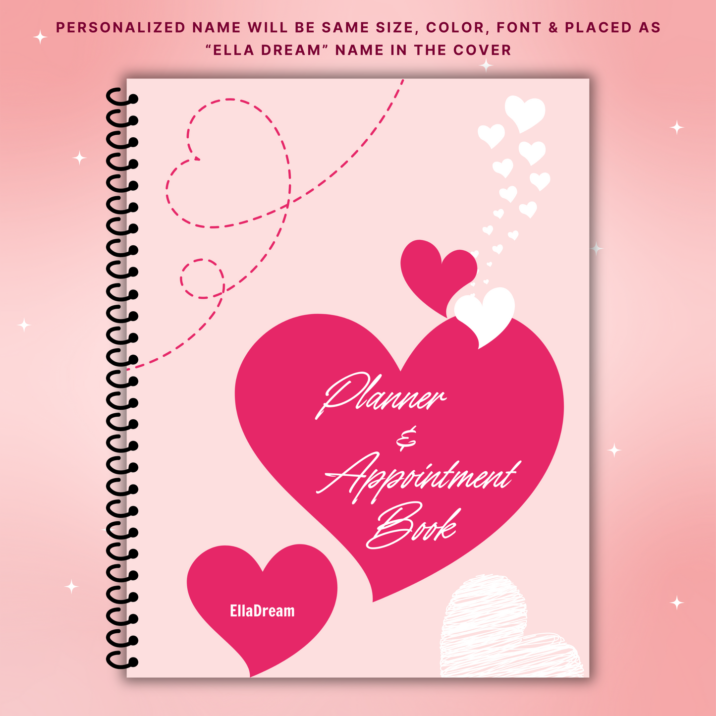 PINK HEART 7 DAY PLANNER & APPOINTMENT BOOK