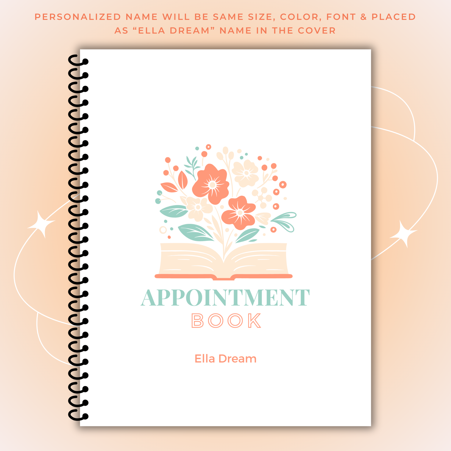 FLOWERS 7 DAY PLANNER AND APPOINTMENT BOOK_BLACK AND WHITE