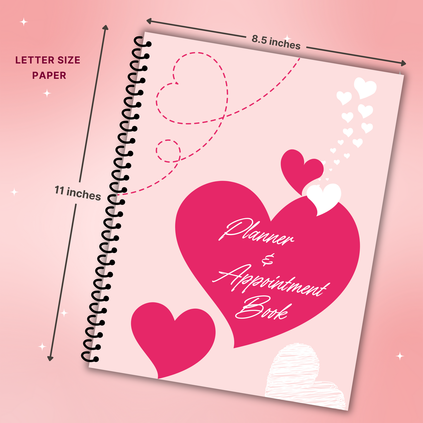 PINK HEART 7 DAY PLANNER & APPOINTMENT BOOK