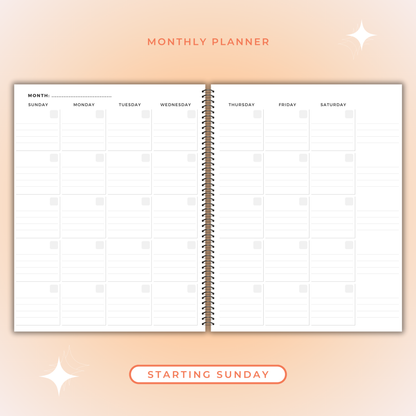 FLOWERS 7 DAY PLANNER AND APPOINTMENT BOOK_BLACK AND WHITE