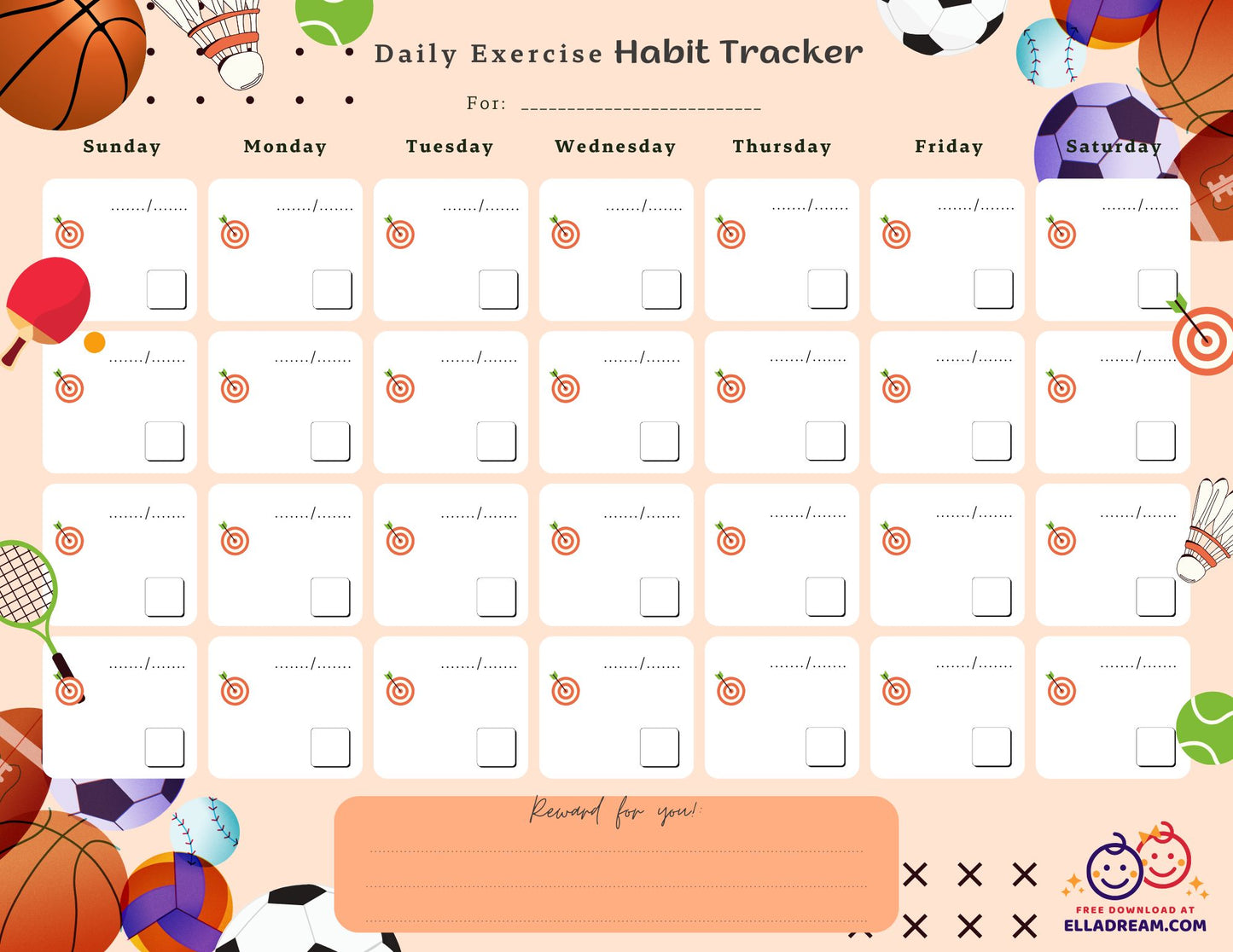 Daily Exercise Habit Tracker Free Download_Collection 1