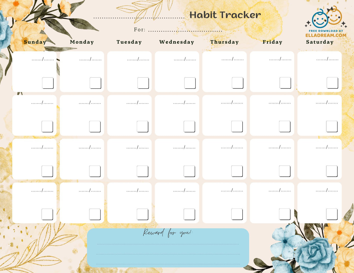 Fill-in-the-Blank Habit Tracker Free Download_Collection 1