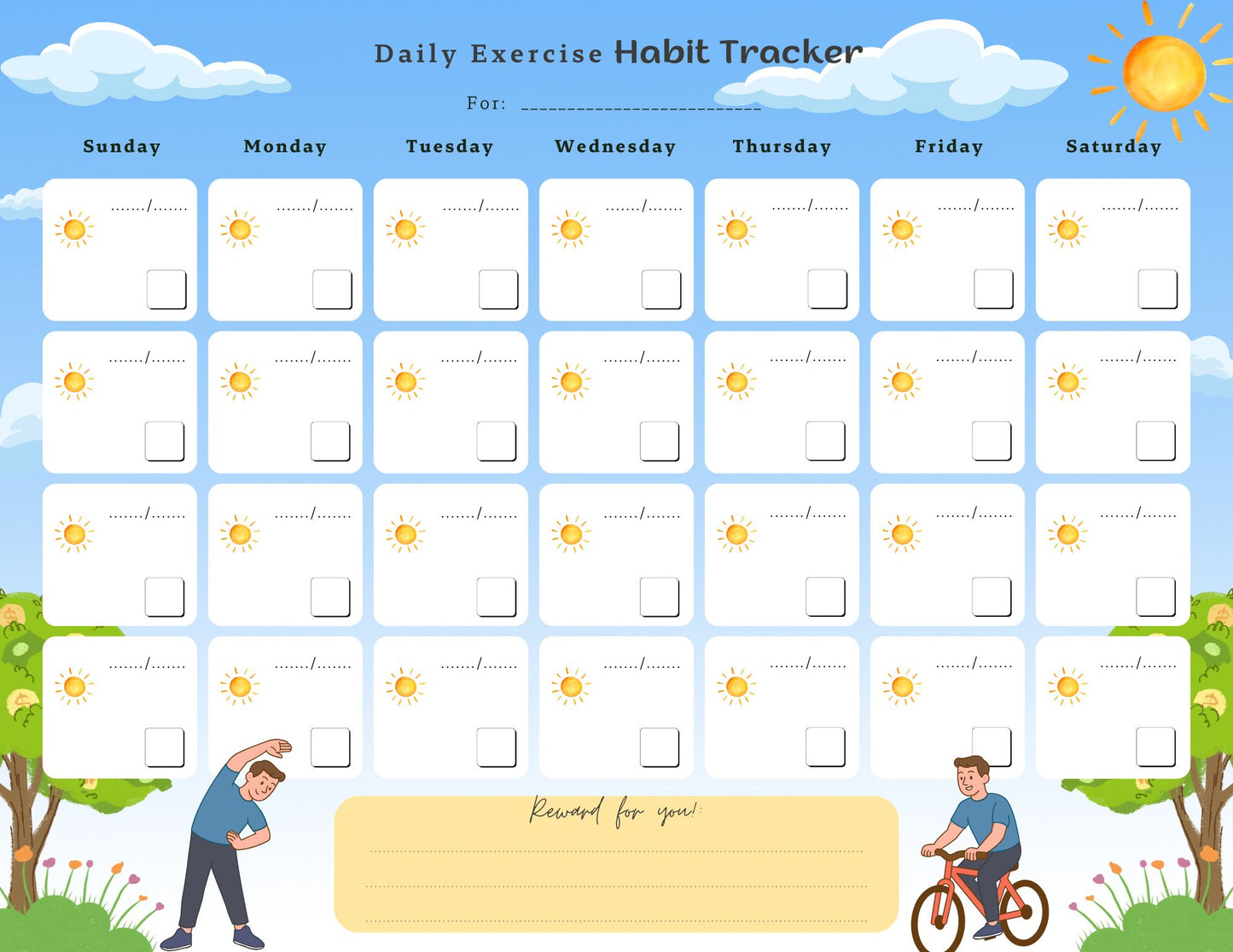 Daily Exercise Habit Tracker Free Download_Collection 1