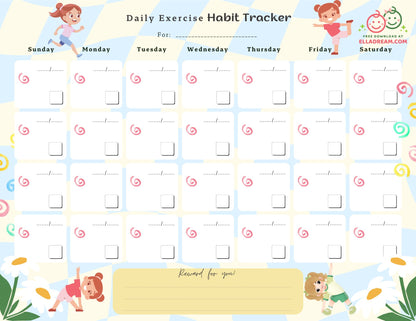 Daily Exercise Habit Tracker Free Download
