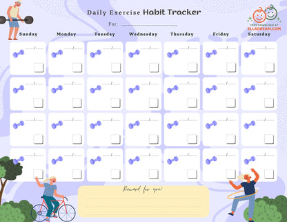 Daily Exercise Habit Tracker Free Download