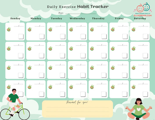 Daily Exercise Habit Tracker Free Download