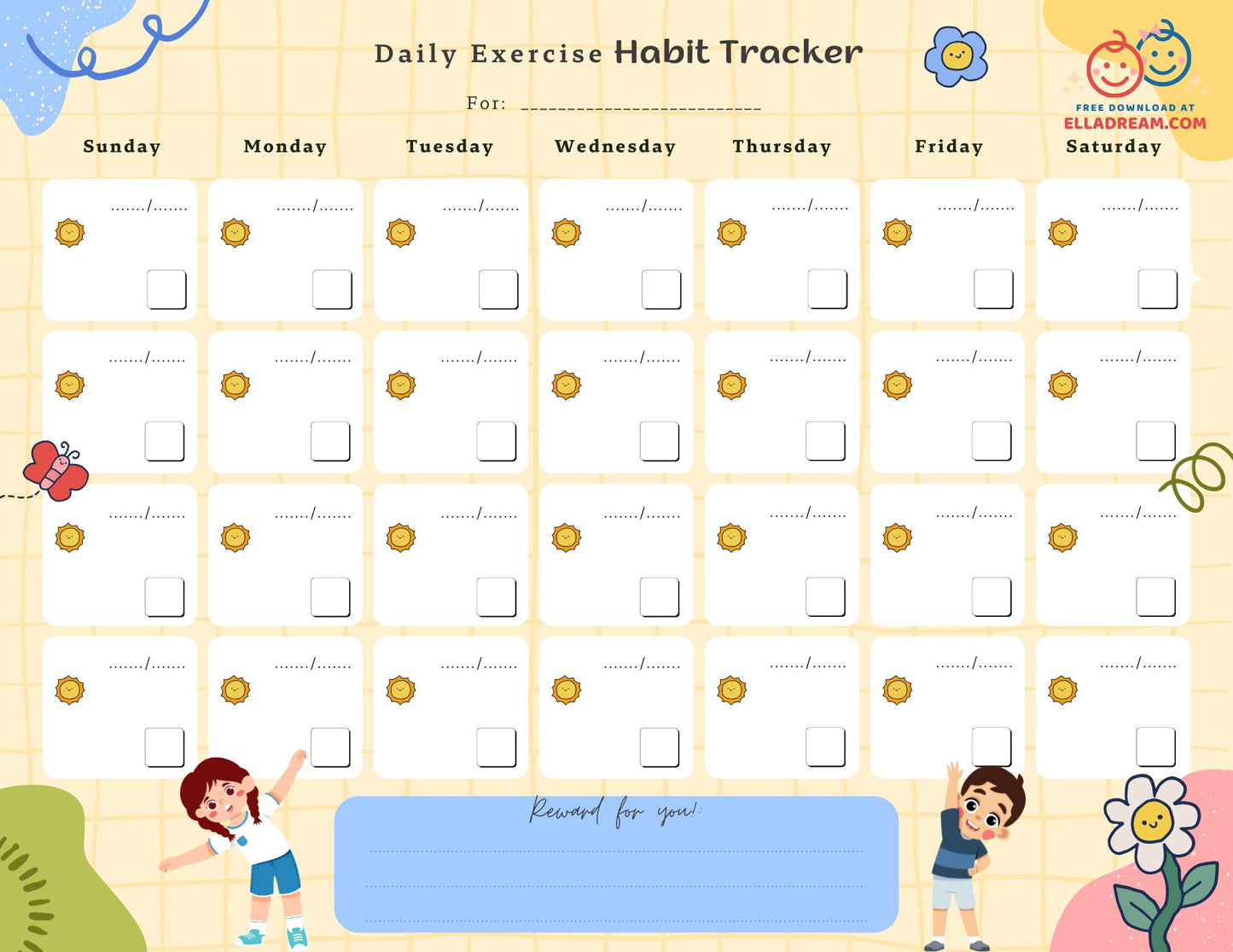 Daily Exercise Habit Tracker Free Download_Collection 1