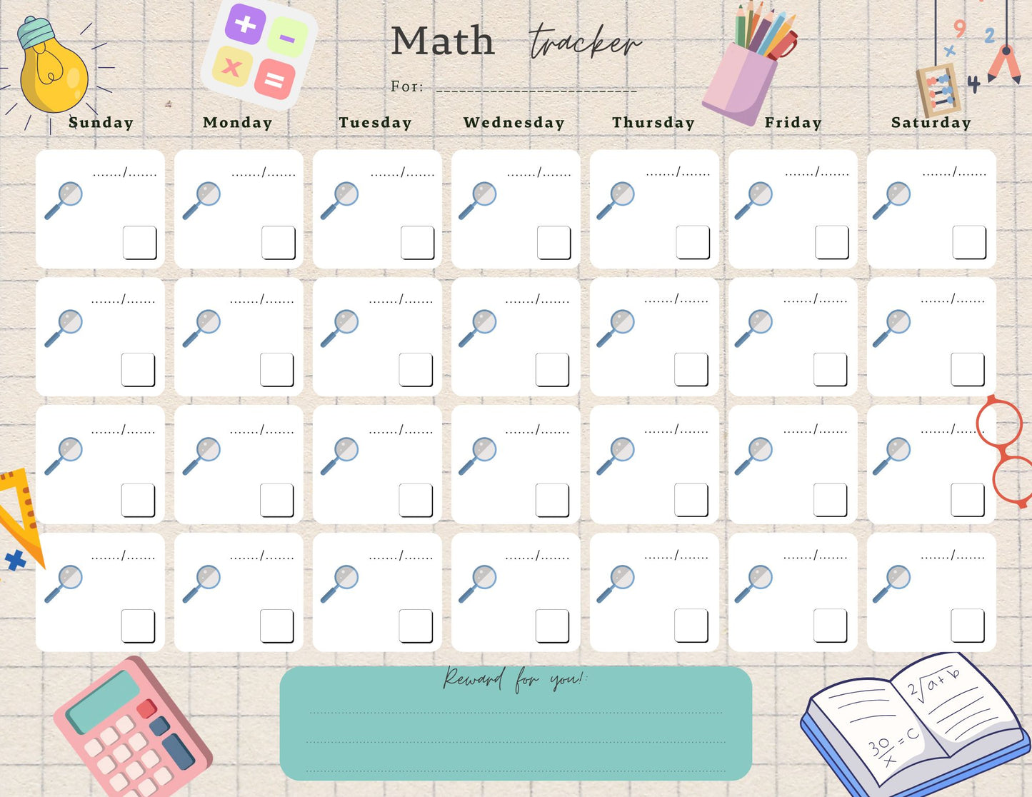 Math Practice Habit Tracker Free Download_Collection 1