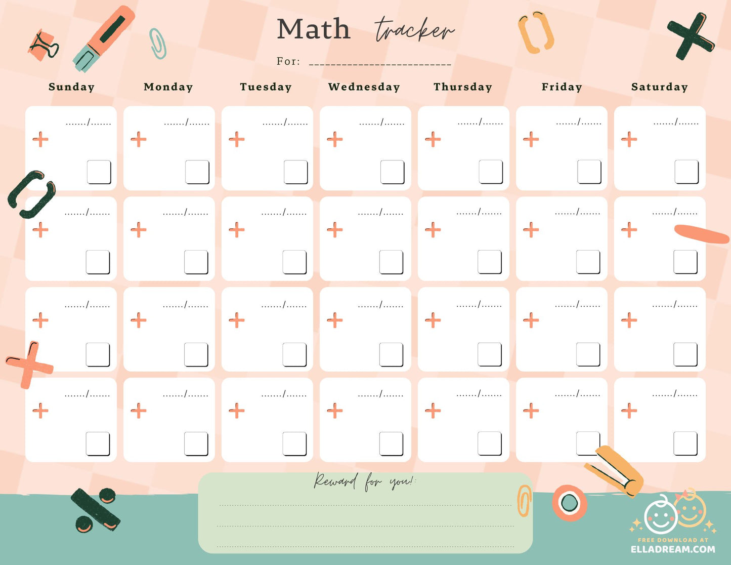 Math Practice Habit Tracker Free Download