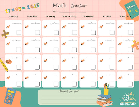 Daily Math Habit Tracker Free Download