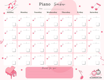 Piano Practice Habit Tracker Free Download