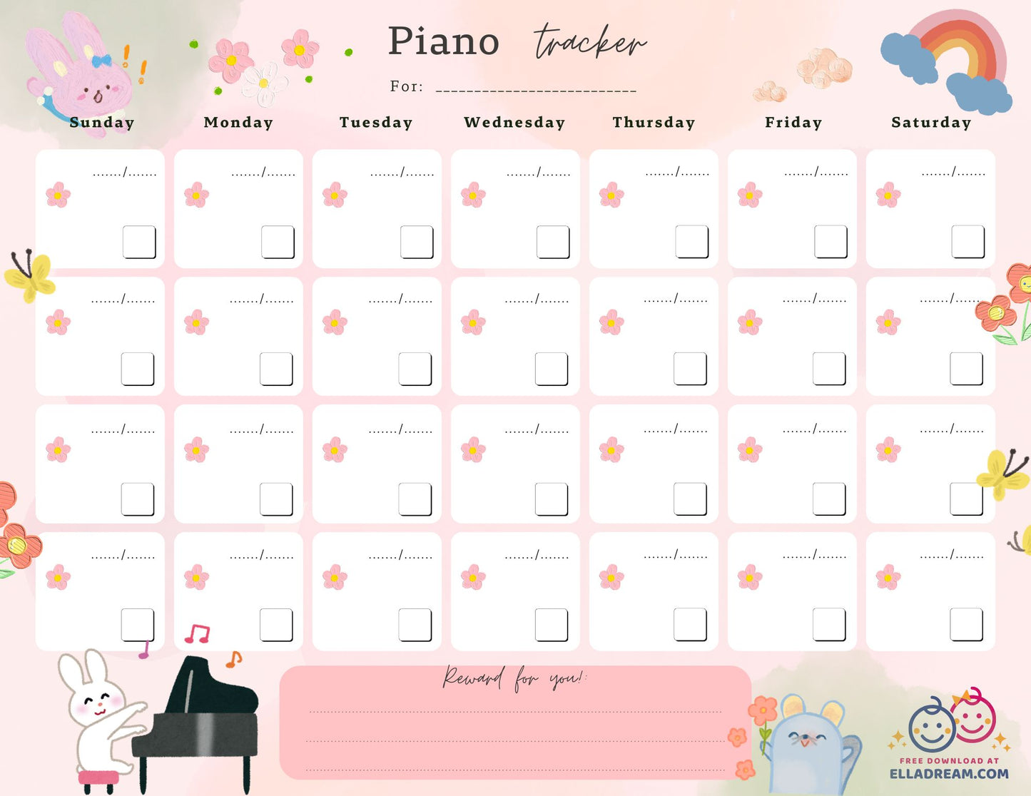 Piano Practice Habit Tracker Free Download_Collection 1