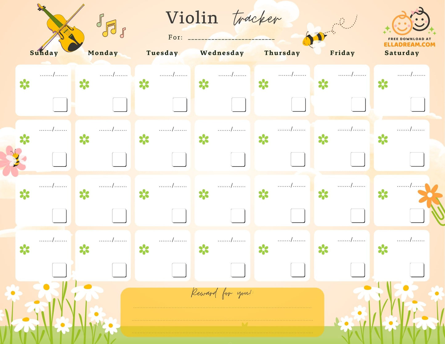 Violin Practice Habit Tracker Free Download_Collection 1