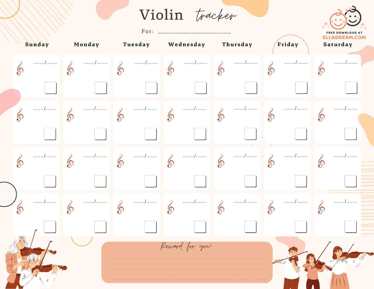 Violin Practice Habit Tracker Free Download_Collection 1