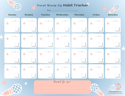 Daily Vocal Warm-up Habit Tracker Free Download