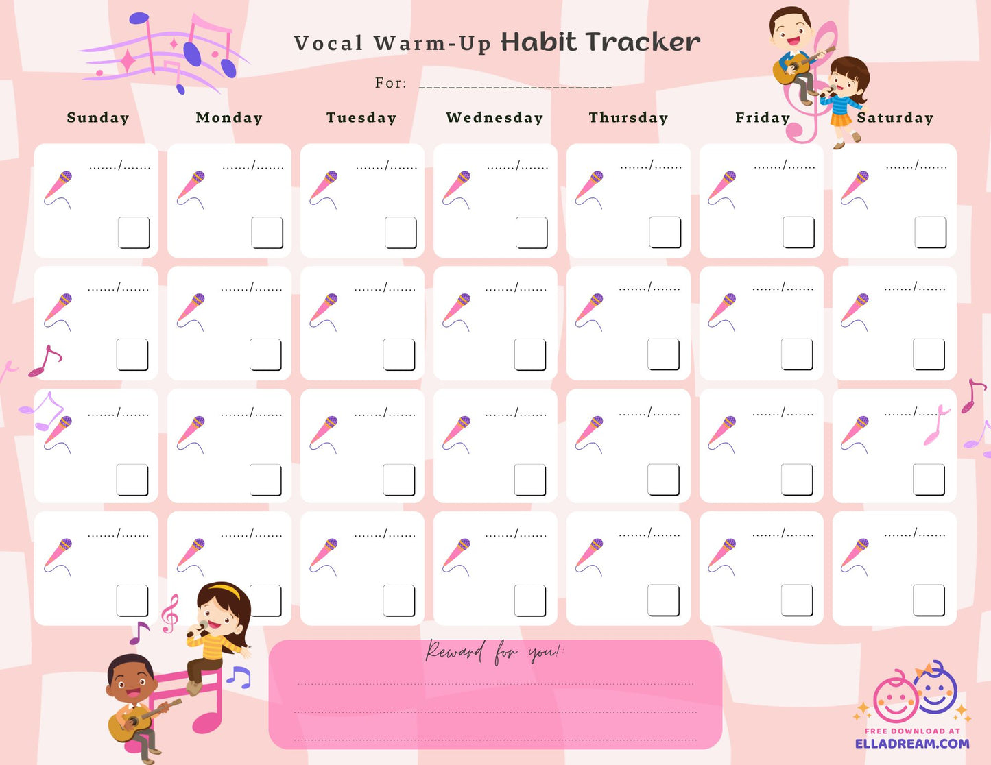Daily Vocal Warm-up Habit Tracker Free Download_Collection 1