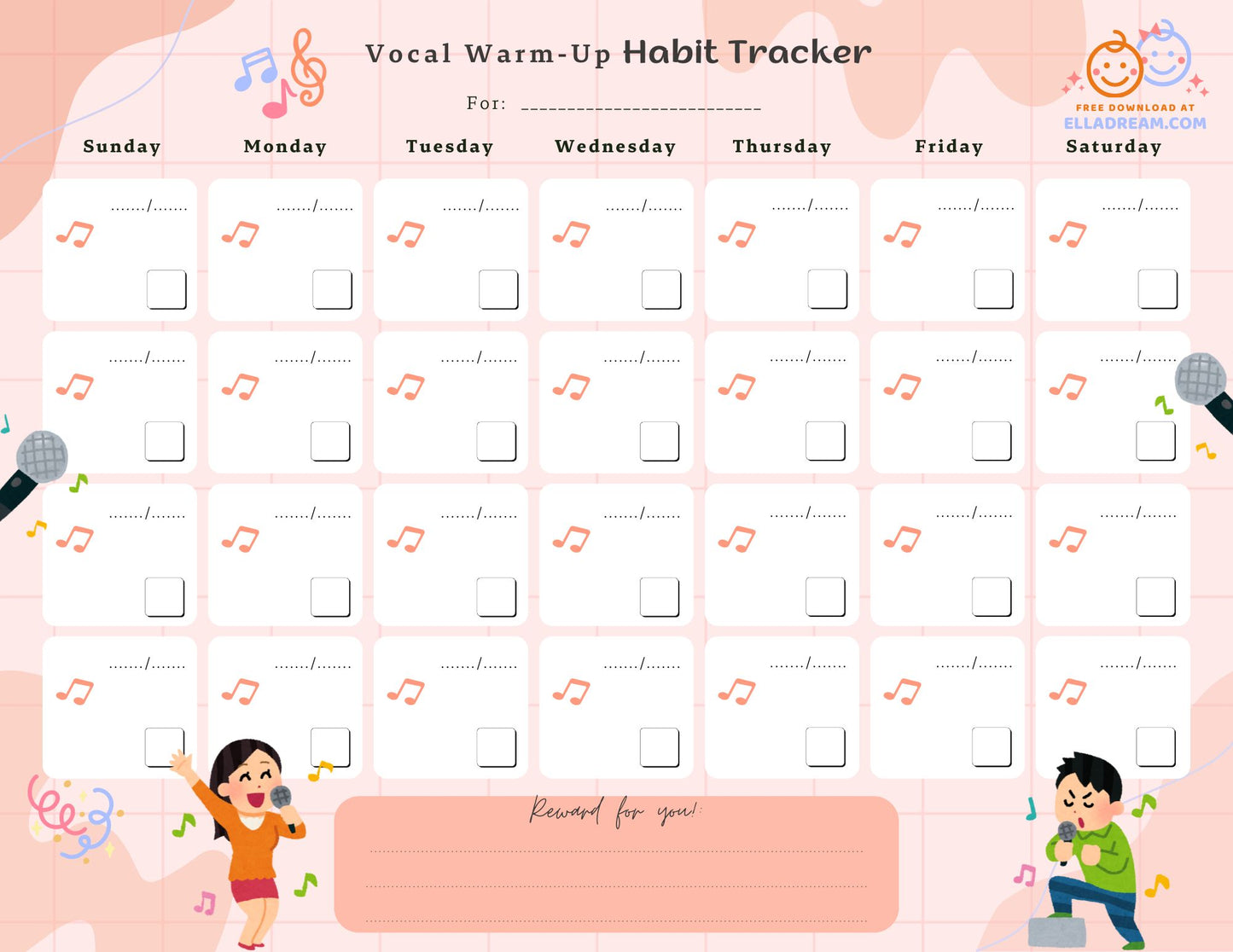 Daily Vocal Warm-up Habit Tracker Free Download_Collection 1