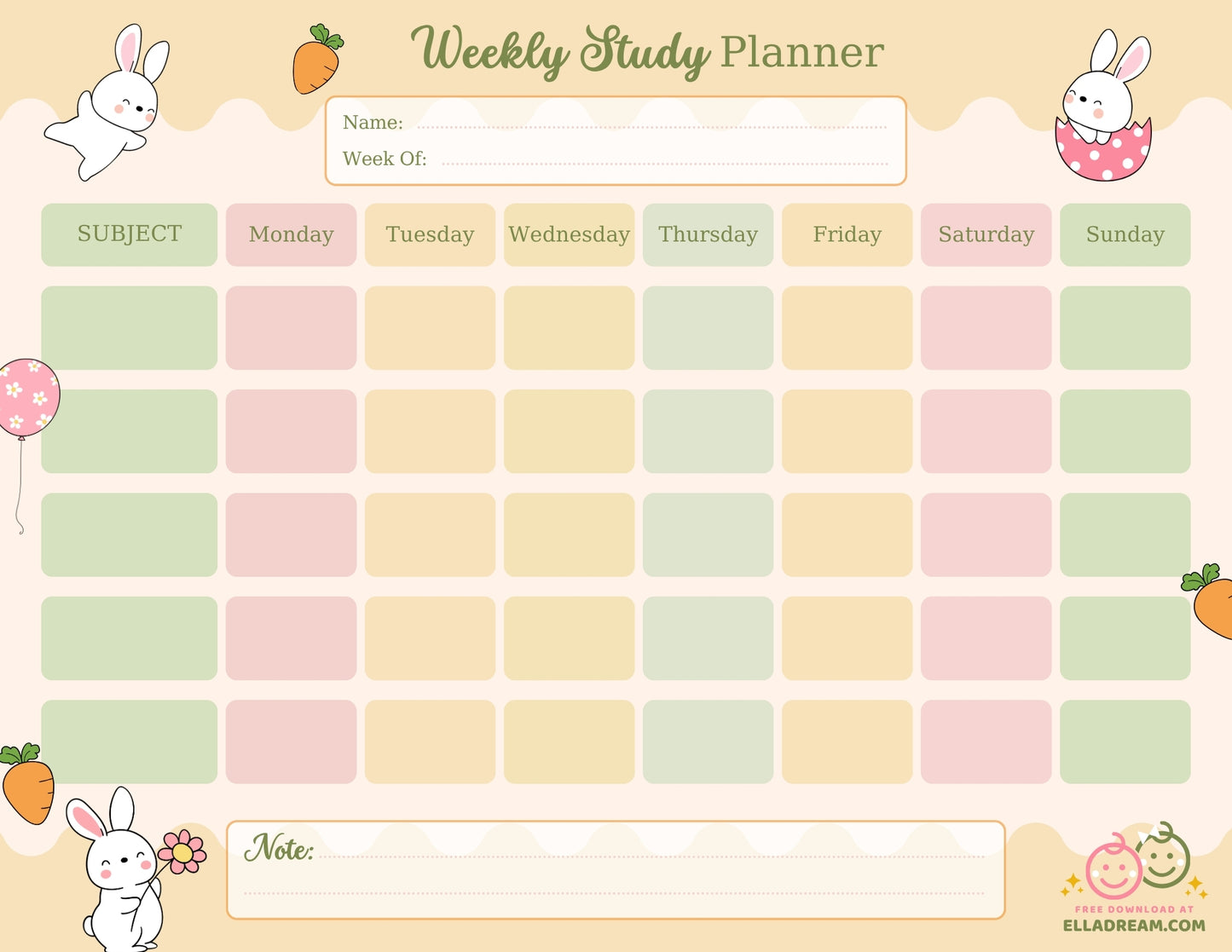 Weekly Study Planner — Simple & Organized Learning Sheet