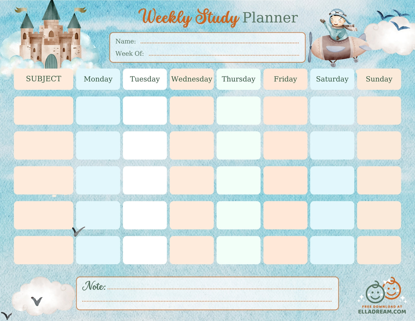 Weekly Study Planner — Simple & Organized Learning Sheet