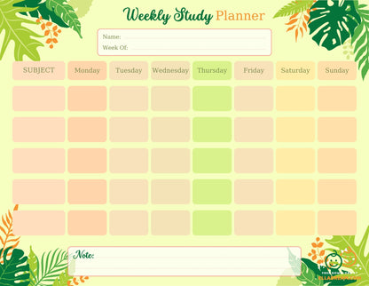 Weekly Study Planner — Simple & Organized Learning Sheet