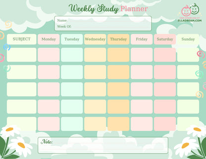 Weekly Study Planner — Simple & Organized Learning Sheet