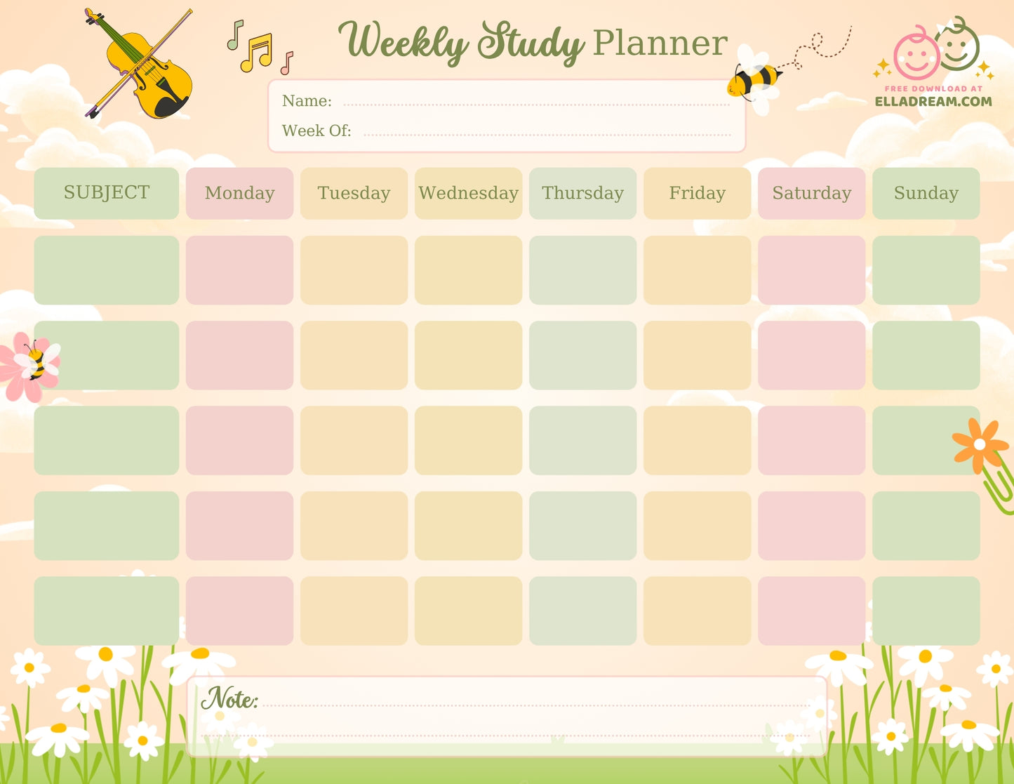 Weekly Study Planner — Simple & Organized Learning Sheet