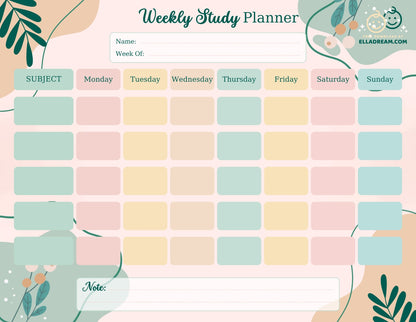 Weekly Study Planner — Simple & Organized Learning Sheet