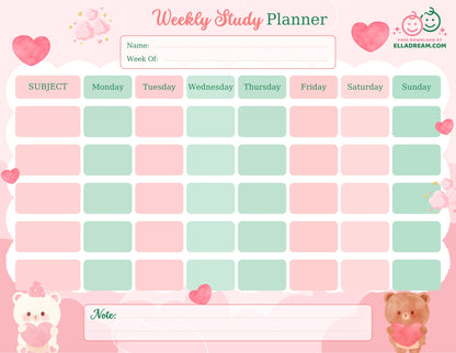 Weekly Study Planner — Simple & Organized Learning Sheet